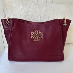 Tory Burch Britten Small Slouchy Tote (Imperial Garnet)